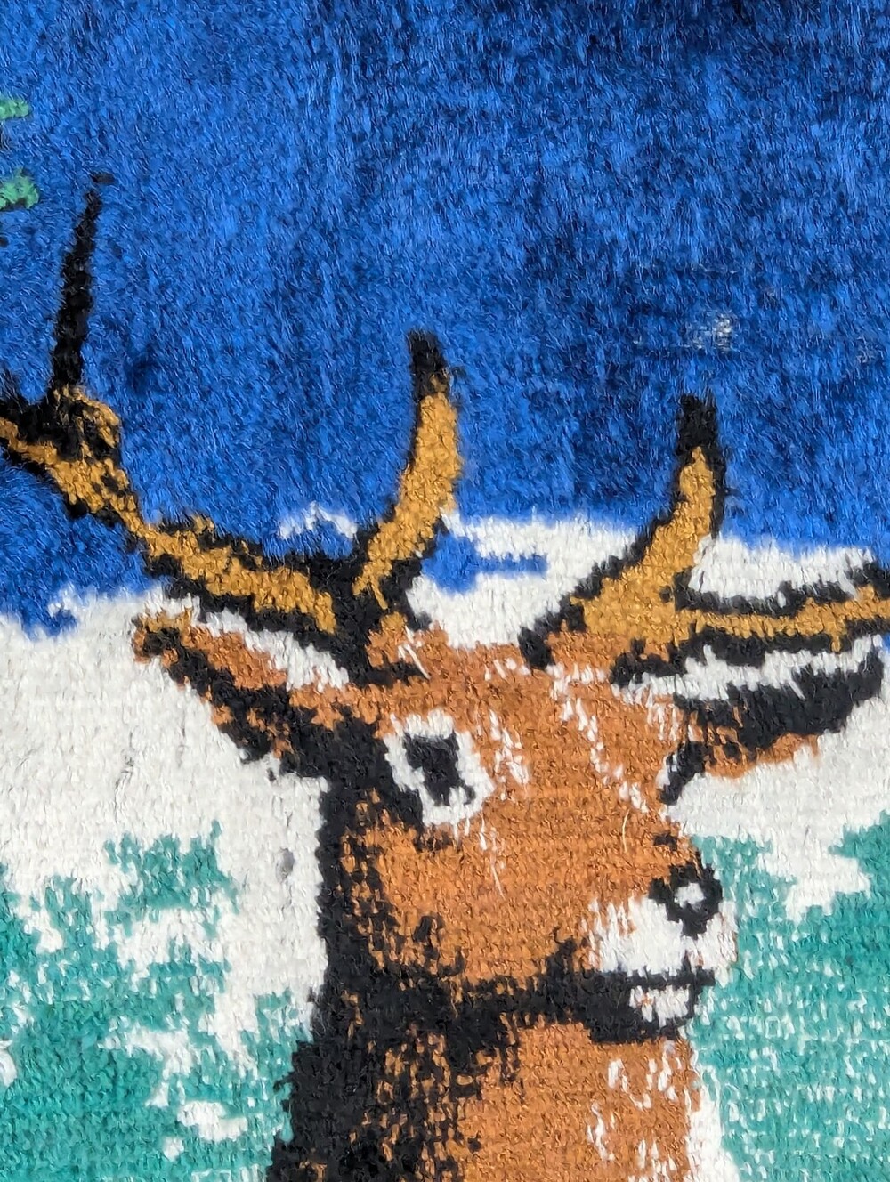 Mid Century Modern Velvet Deer Family Wall Tapestry Woodland Cabin Lodge 38"x19" - Picture 4 of 9